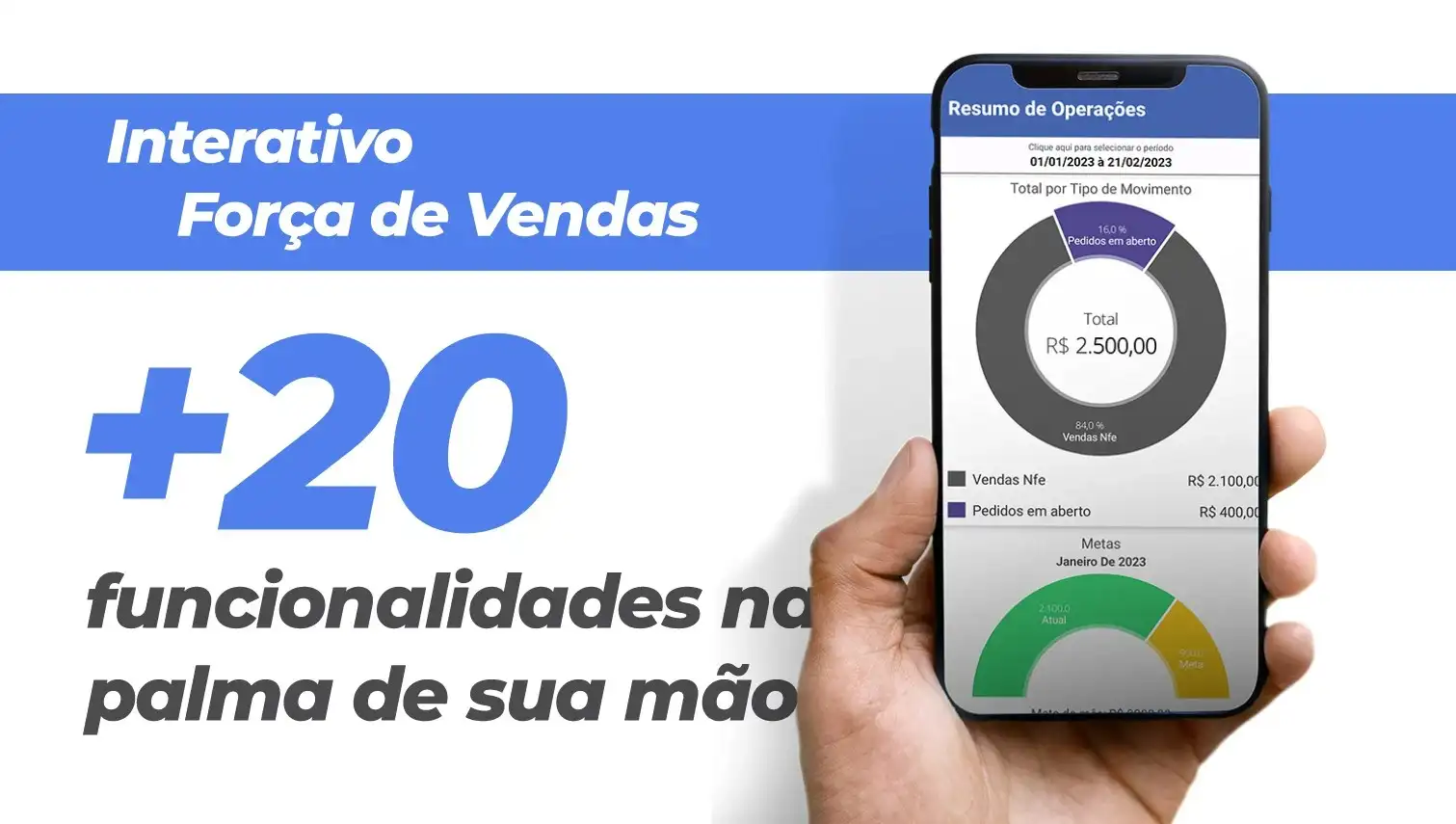 App de força de vendas mobile integrado ao ERP para vendas externas e pré-venda